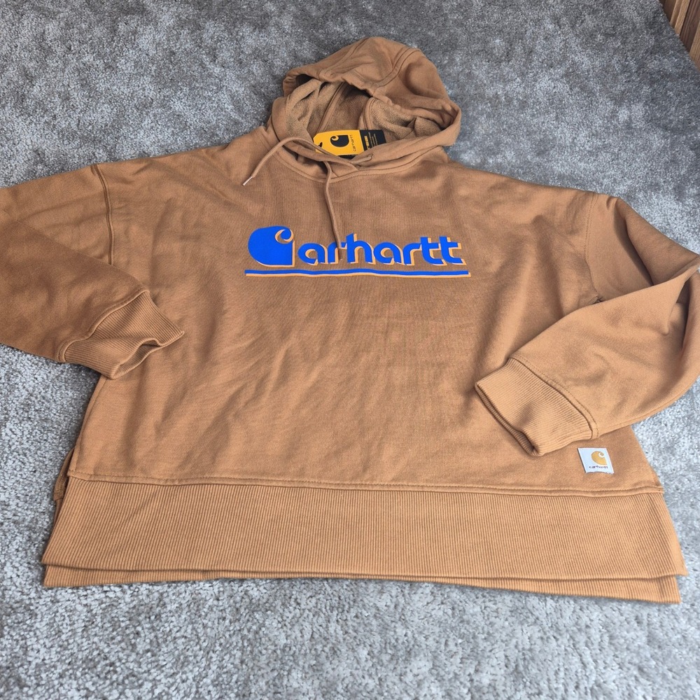 Carhartt Womens Tencel Fiber Series Loose Fit Graphic Hoodie Brown 106918 M 8-10